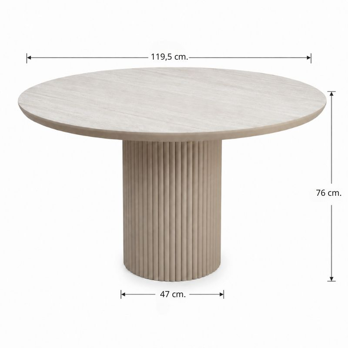 Τραπέζι Hazar Mdf χρώμα travertine - sandstone Ø119,5x76εκ.