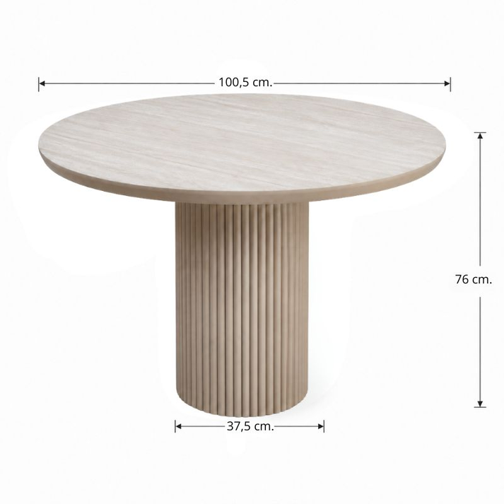 Τραπέζι Hazar Mdf χρώμα travertine - sandstone Ø100,5x76εκ.