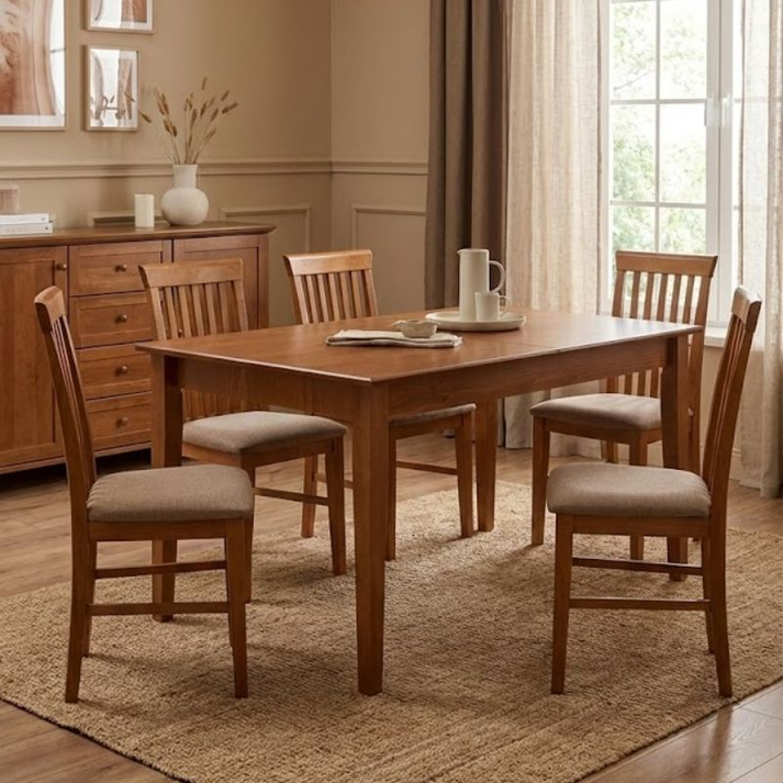 Τραπέζι Adare μασίφ ξύλο-MDF επεκτεινόμενο χρώμα καρυδί 140/180x78x77εκ.