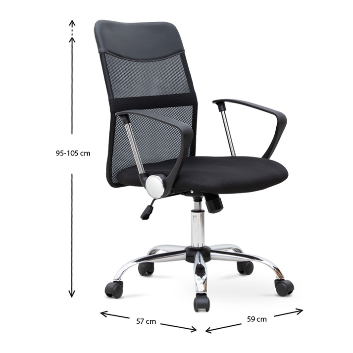 Καρέκλα γραφείου Franco με ύφασμα Mesh χρώμα μαύρο 59x57x95/105εκ.