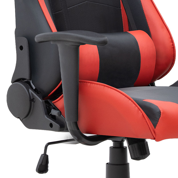 Καρέκλα γραφείου Gaming Alonso από τεχνόδερμα χρώμα κόκκινο - μαύρο 67x70x125/135 εκ.