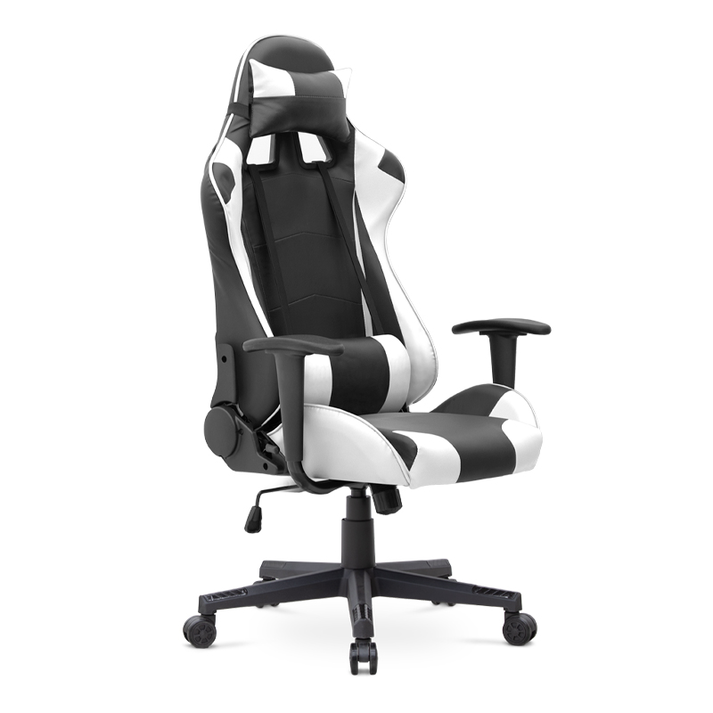 Καρέκλα γραφείου Gaming Alonso από τεχνόδερμα χρώμα λευκό - μαύρο 67x70x125/135 εκ.
