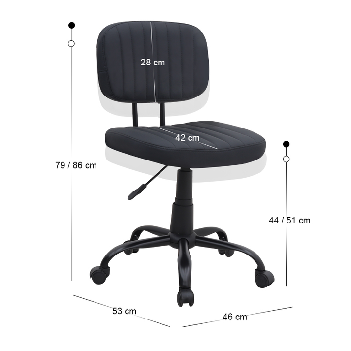 Καρέκλα γραφείου Romano από τεχνόδερμα χρώμα μαύρο 46x53x79/86εκ.