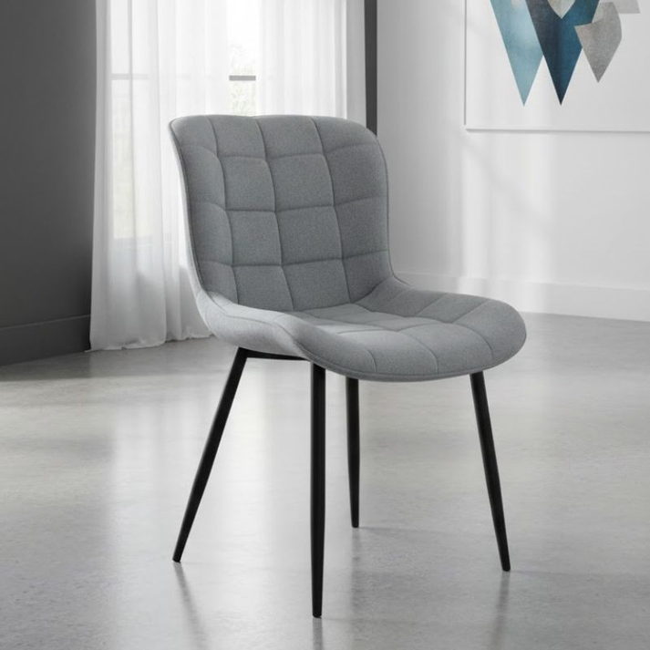 Καρέκλα τραπεζαρίας Chiara γκρι ύφασμα - μεταλλικό μαύρο πόδι 48x58x81εκ.