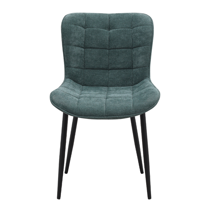 Καρέκλα τραπεζαρίας Chiara πράσινο ύφασμα - μεταλλικό μαύρο πόδι 48x58x81εκ.