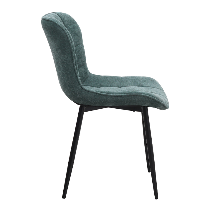 Καρέκλα τραπεζαρίας Chiara πράσινο ύφασμα - μεταλλικό μαύρο πόδι 48x58x81εκ.