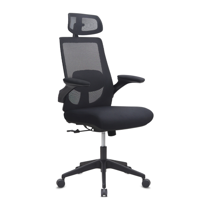 Καρέκλα γραφείου διευθυντική Belora με ύφασμα Mesh χρώμα μαύρο 63,5x62x117/127εκ.