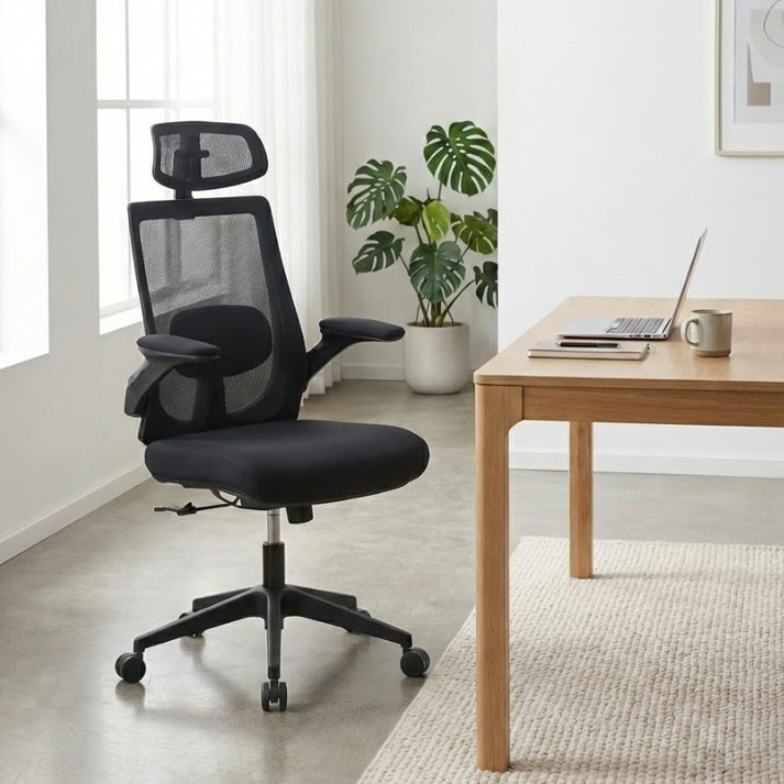 Καρέκλα γραφείου διευθυντική Belora με ύφασμα Mesh χρώμα μαύρο 63,5x62x117/127εκ.