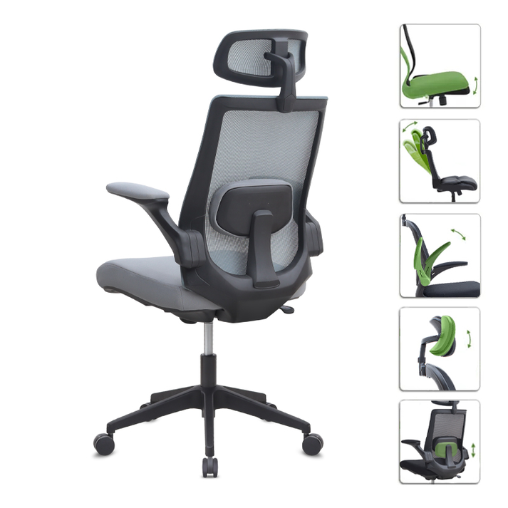 Καρέκλα γραφείου διευθυντική Belora με ύφασμα Mesh χρώμα γκρι 63,5x62x117/127εκ.