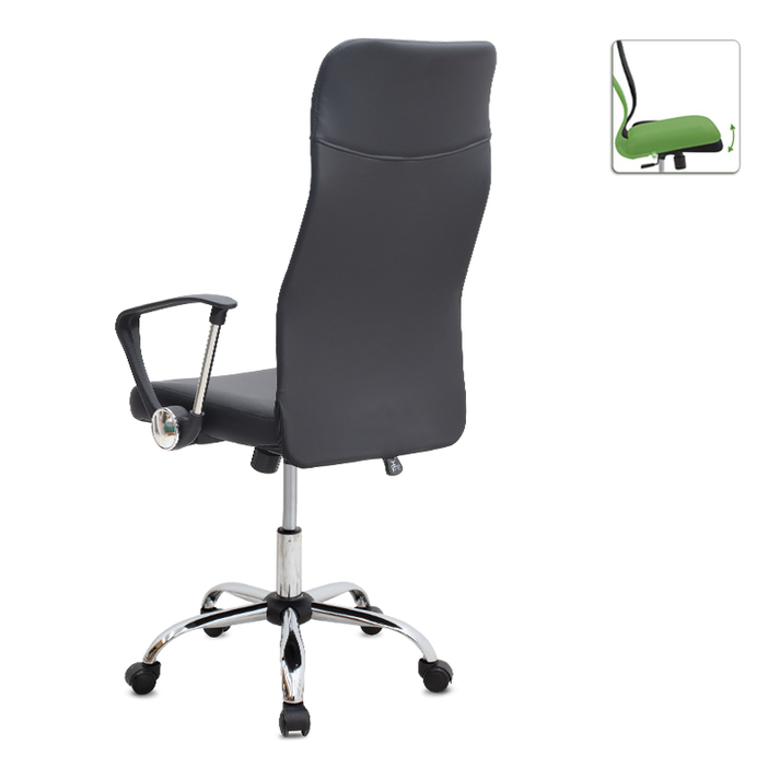 Καρέκλα γραφείου Novaro από τεχνόδερμα χρώμα μαύρο 61x68x111/121εκ.