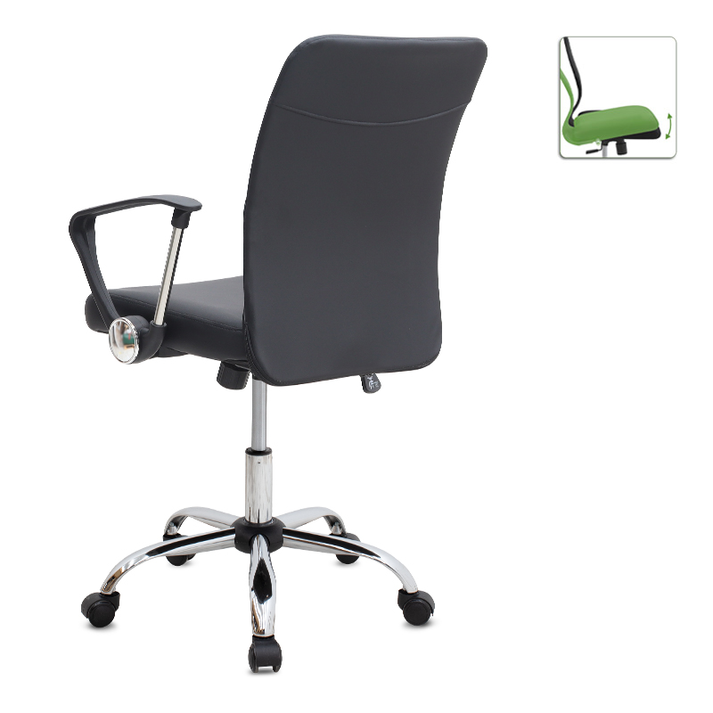 Καρέκλα γραφείου Avelon από τεχνόδερμα χρώμα μαύρο 60x56x94/103εκ.