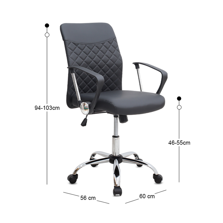 Καρέκλα γραφείου Avelon από τεχνόδερμα χρώμα μαύρο 60x56x94/103εκ.