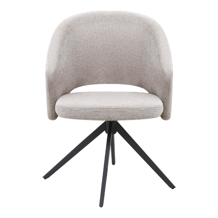 Πολυθρόνα τραπεζαρίας Milano περιστρεφόμενη χρώμα ανοιχτό μπεζ ύφασμα - μεταλλικό μαύρο πόδι 64x64x83εκ.