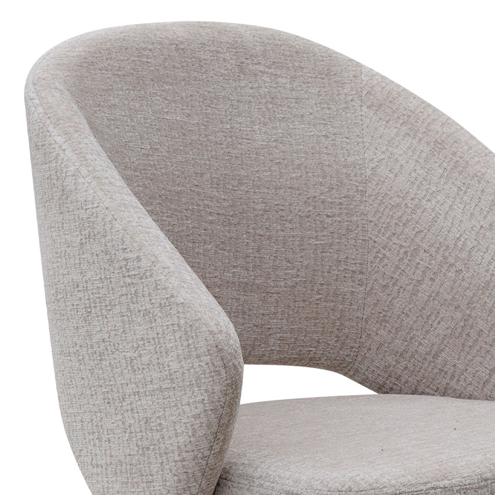 Πολυθρόνα τραπεζαρίας Milano περιστρεφόμενη χρώμα ανοιχτό μπεζ ύφασμα - μεταλλικό μαύρο πόδι 64x64x83εκ.