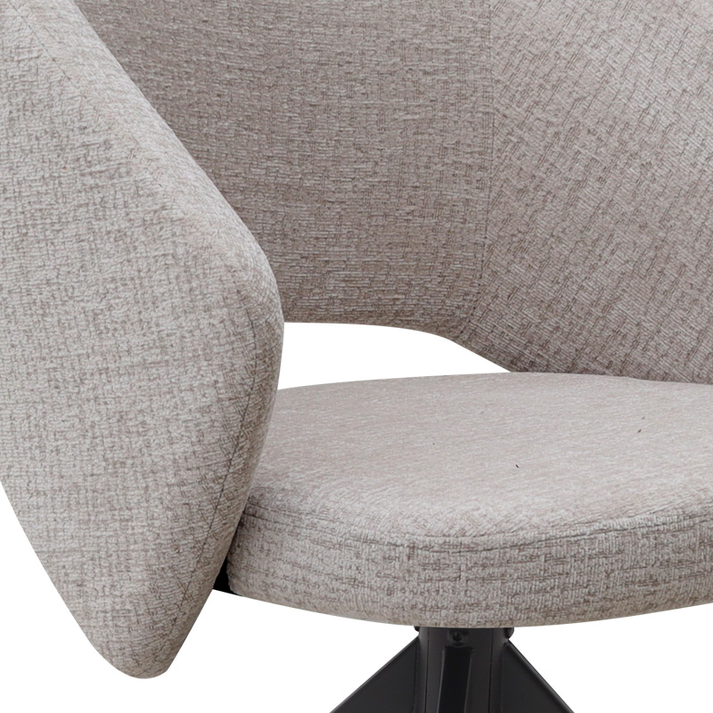 Πολυθρόνα τραπεζαρίας Milano περιστρεφόμενη χρώμα ανοιχτό μπεζ ύφασμα - μεταλλικό μαύρο πόδι 64x64x83εκ.