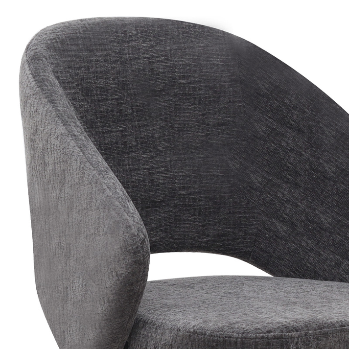 Πολυθρόνα τραπεζαρίας Milano περιστρεφόμενη χρώμα ανθρακί ύφασμα - μεταλλικό μαύρο πόδι 64x64x83εκ.