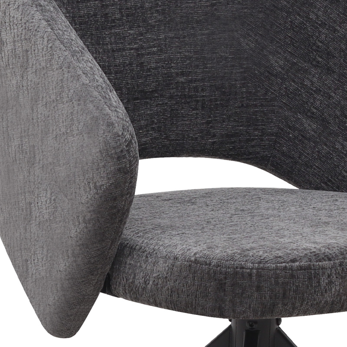 Πολυθρόνα τραπεζαρίας Milano περιστρεφόμενη χρώμα ανθρακί ύφασμα - μεταλλικό μαύρο πόδι 64x64x83εκ.