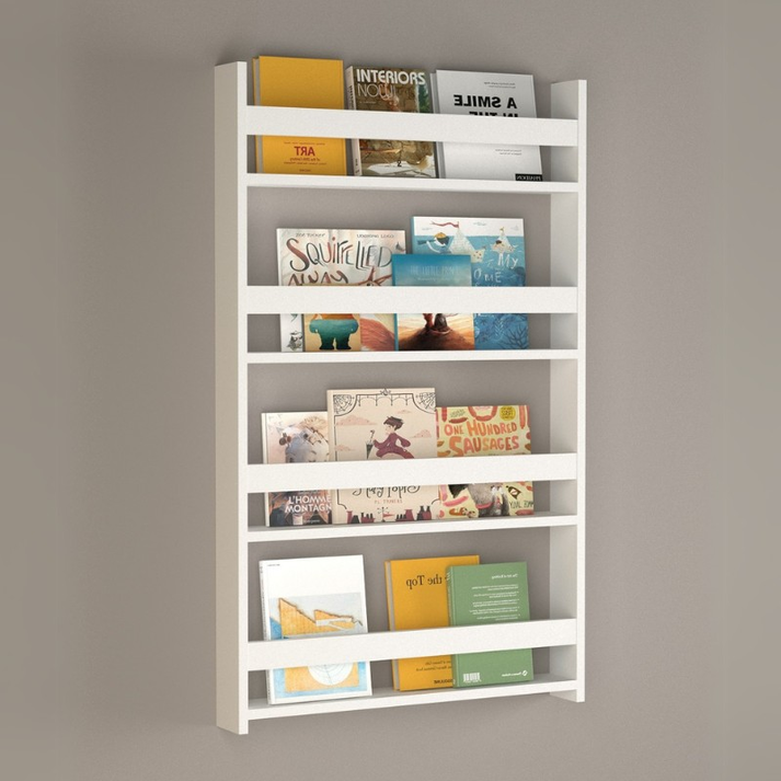 Επιτοίχια βιβλιοθήκη - ραφιέρα Montessori χρώμα λευκό 74x10x120εκ.