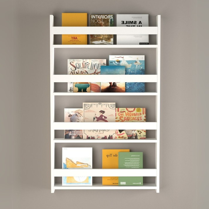 Επιτοίχια βιβλιοθήκη - ραφιέρα Montessori χρώμα λευκό 74x10x120εκ.
