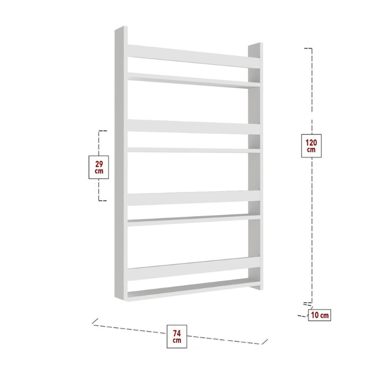Επιτοίχια βιβλιοθήκη - ραφιέρα Montessori χρώμα λευκό 74x10x120εκ.