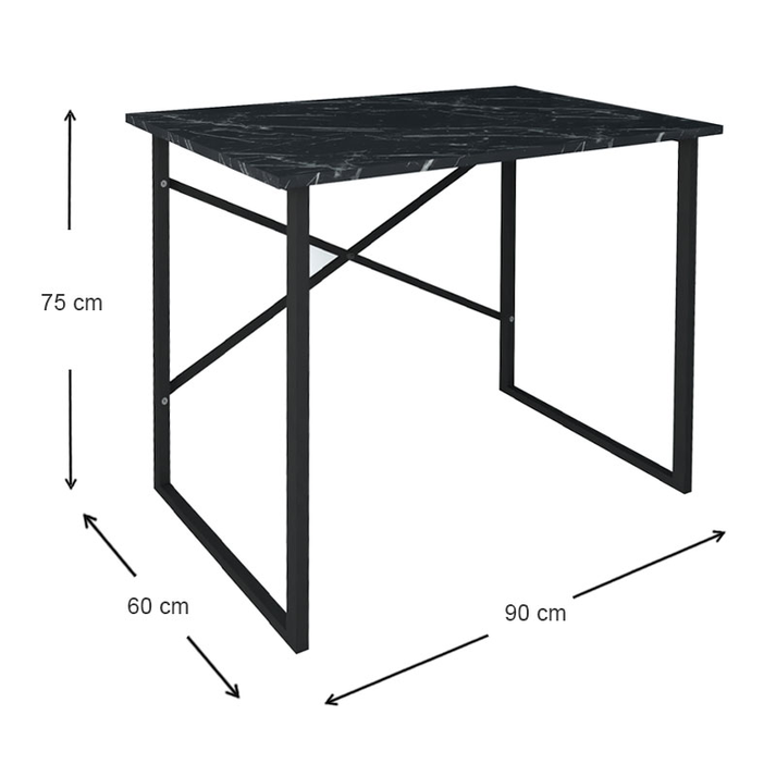 Γραφείο εργασίας Rilke χρώμα μαύρο εφέ μαρμάρου 90x60x75εκ.