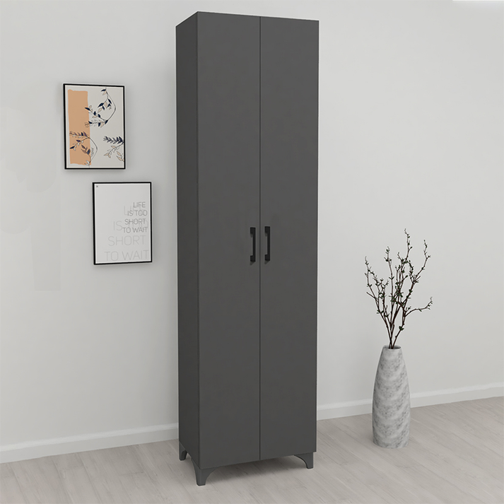 Ντουλάπα - Παπουτσοθήκη Lilly χρώμα ανθρακί 49x32x178εκ.