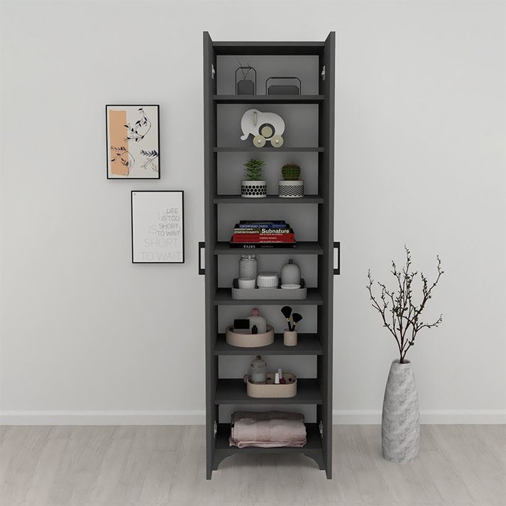 Ντουλάπα - Παπουτσοθήκη Lilly χρώμα ανθρακί 49x32x178εκ.