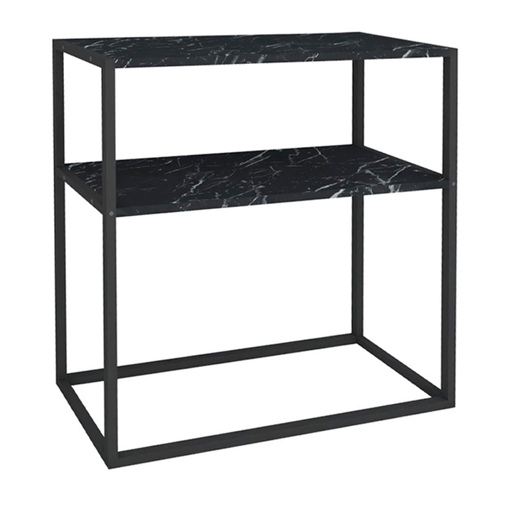 Κονσόλα Castel μεταλλική - μελαμίνης χρώμα μαύρο εφέ μαρμάρου 90x33,5x90εκ.