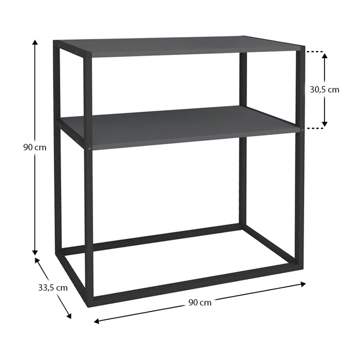 Κονσόλα Castel μεταλλική - μελαμίνης χρώμα μαύρο - ανθρακί 90x33,5x90εκ.