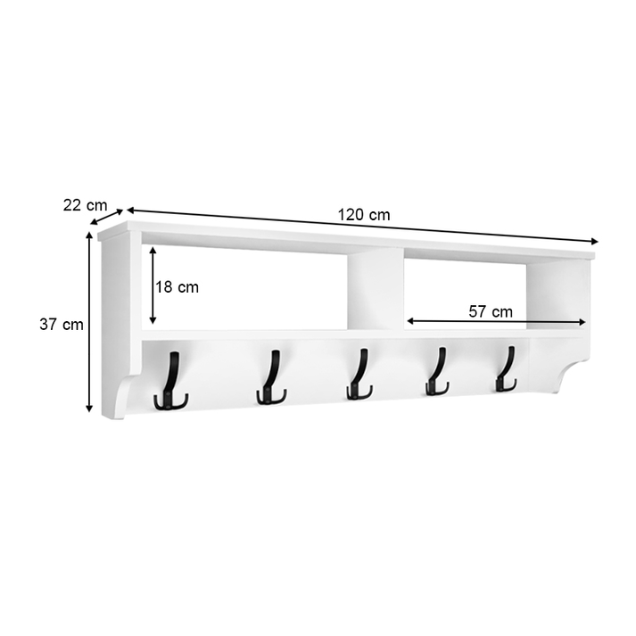 Κρεμάστρα τοίχου Ottila χρώμα λευκό 120x22x37εκ.