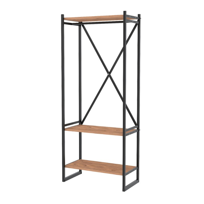 Έπιπλο εισόδου - Κρεμάστρα Zula μεταλλική - μελαμίνης χρώμα μαύρο - pine oak 66x30x160εκ.