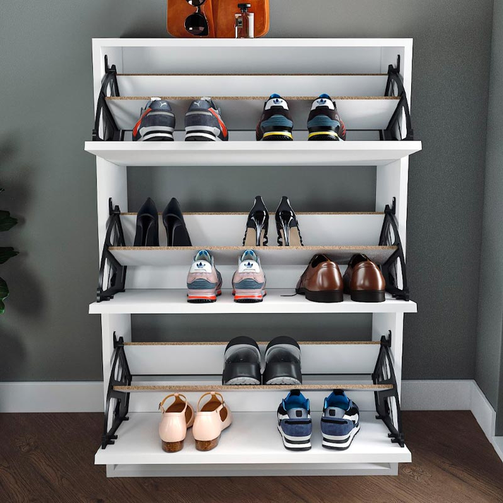 Παπουτσοθήκη Nave 18 ζευγών χρώμα λευκό 73,6x24x110εκ.