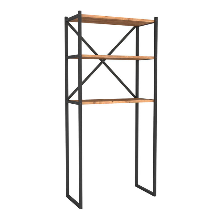 Έπιπλο πλυντηρίου Mindy μεταλλικό - μελαμίνης χρώμα μαύρο - pine oak 66x34x160εκ.