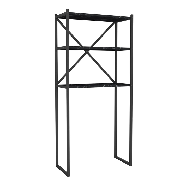 Έπιπλο πλυντηρίου Mindy μεταλλικό - μελαμίνης χρώμα μαύρο εφέ μαρμάρου 66x34x160εκ.