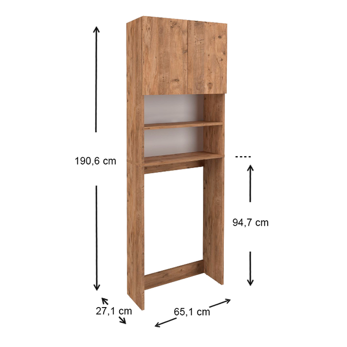 Έπιπλο πλυντηρίου Ramsey χρώμα pine oak 65x27x190,6εκ.