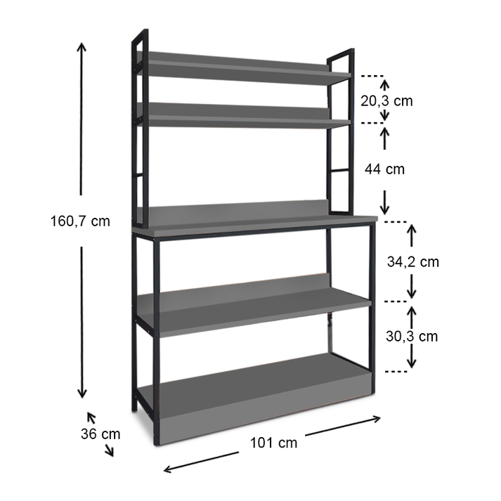 Έπιπλο κουζίνας Foyer χρώμα μαύρο - ανθρακί 101x36x160,7εκ.