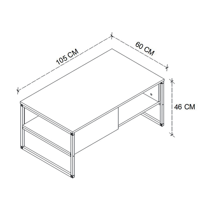 Τραπεζάκι σαλονιού Lawrence χρώμα ανθρακί 105x60x46εκ.