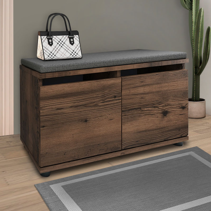 Παπουτσοθήκη Twain 8 ζευγών χρώμα καπνιστή καρυδιά 80x35x42εκ.