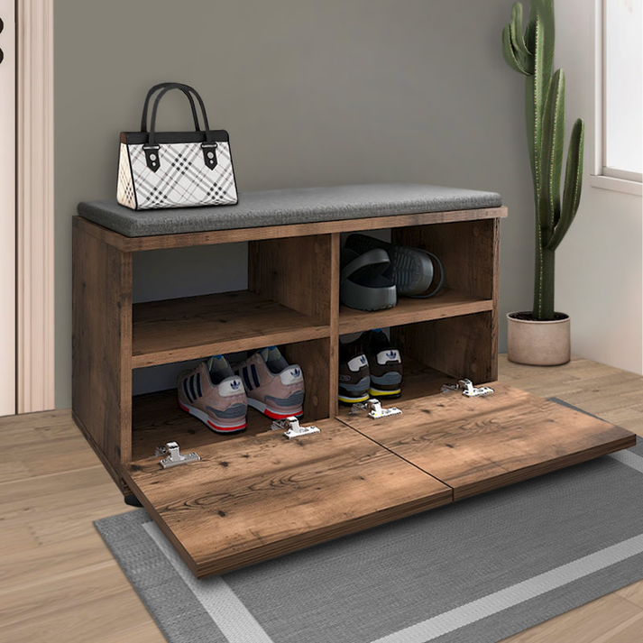 Παπουτσοθήκη Twain 8 ζευγών χρώμα καπνιστή καρυδιά 80x35x42εκ.