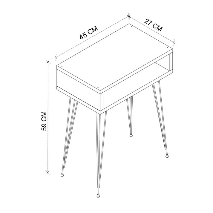 Κομοδίνο Scott χρώμα ανθρακί 40x30x60εκ.