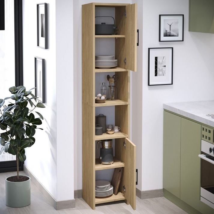 Ντουλάπι κουζίνας - μπάνιου Hobbes χρώμα sapphire oak 35x30x182,3εκ.