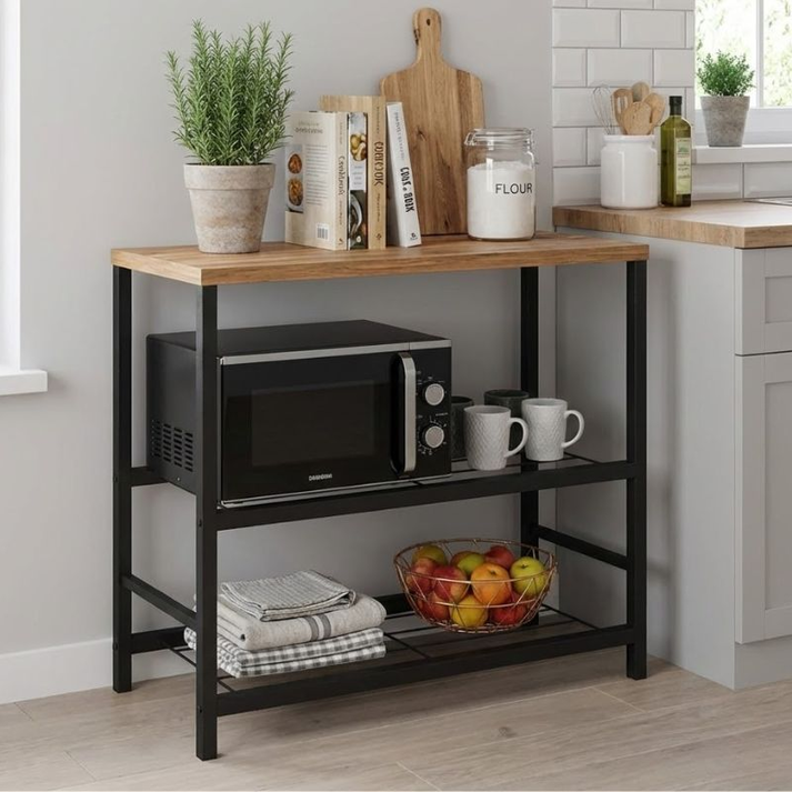 Mulligan metal side table for oven black pine oak 80x40x80 cm