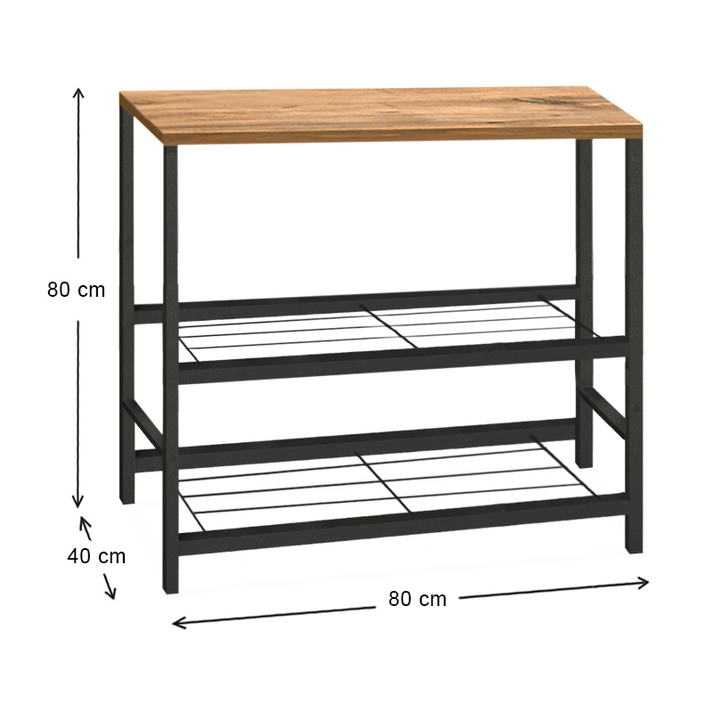 Mulligan metal side table for oven black pine oak 80x40x80 cm