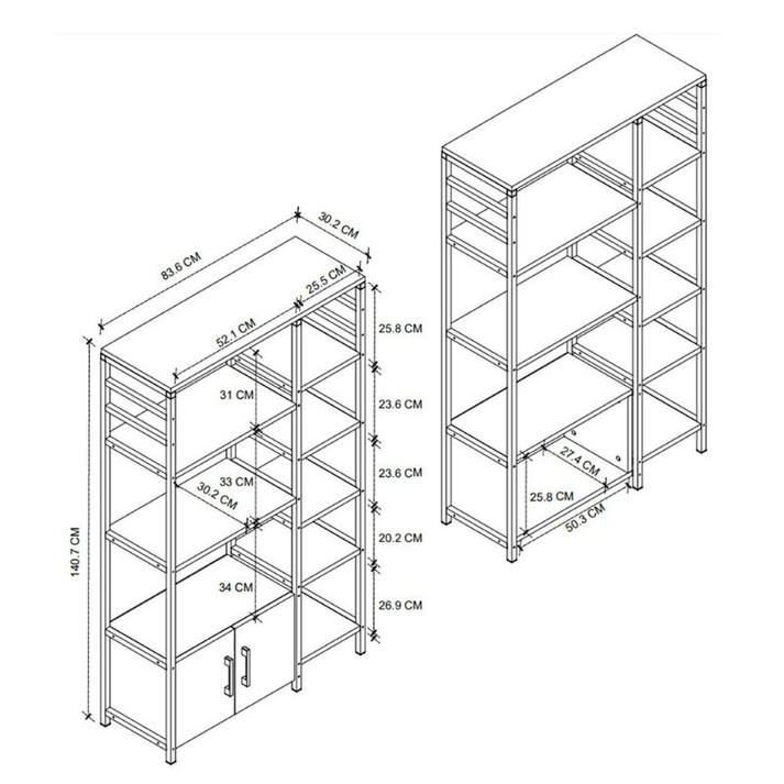 Έπιπλο κουζίνας Benito χρώμα μαύρο - ανθρακί 83,6x30,2x140,7εκ.