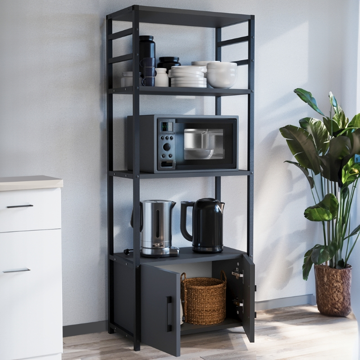 Έπιπλο κουζίνας Agero μεταλλικό - μελαμίνης χρώμα ανθρακί 56,1x30x138,3εκ.