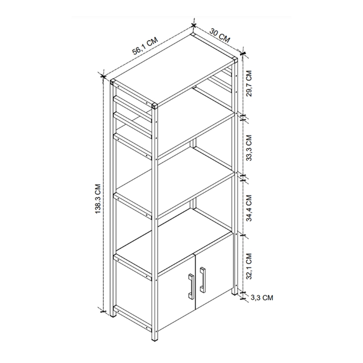 Έπιπλο κουζίνας Agero μεταλλικό - μελαμίνης χρώμα ανθρακί 56,1x30x138,3εκ.