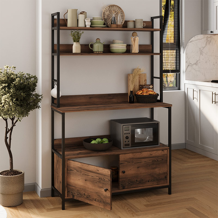 Έπιπλο κουζίνας Severo μεταλλικό - μελαμίνης χρώμα μαύρο - καπνιστή καρυδιά 101x36x160εκ.