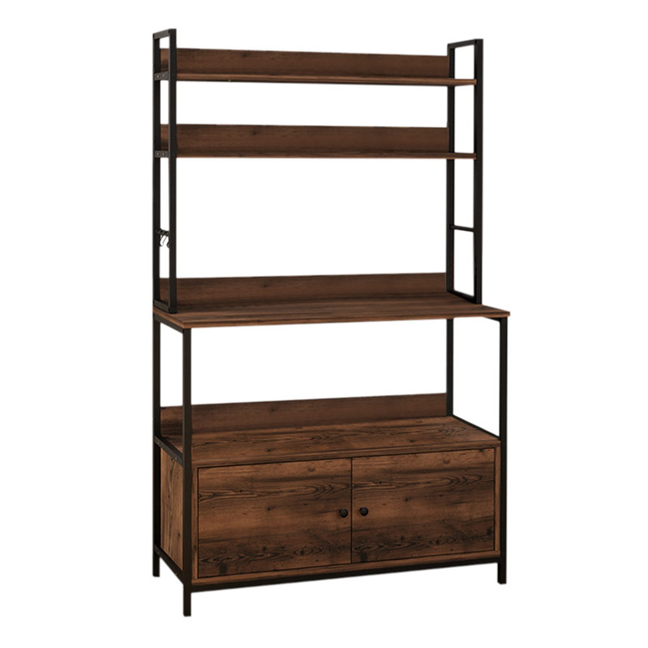 Έπιπλο κουζίνας Severo μεταλλικό - μελαμίνης χρώμα μαύρο - καπνιστή καρυδιά 101x36x160εκ.