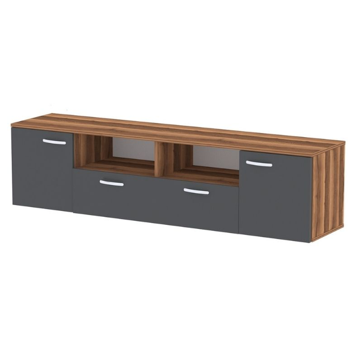 Έπιπλο τηλεόρασης Girit χρώμα καρυδί - ανθρακί 181,3x41x46,2εκ.