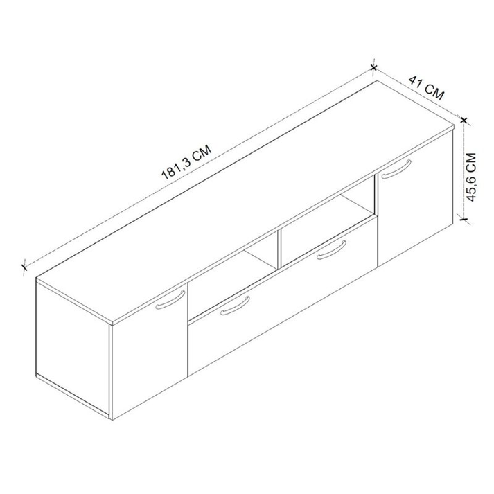 Έπιπλο τηλεόρασης Girit χρώμα καρυδί - ανθρακί 181,3x41x46,2εκ.